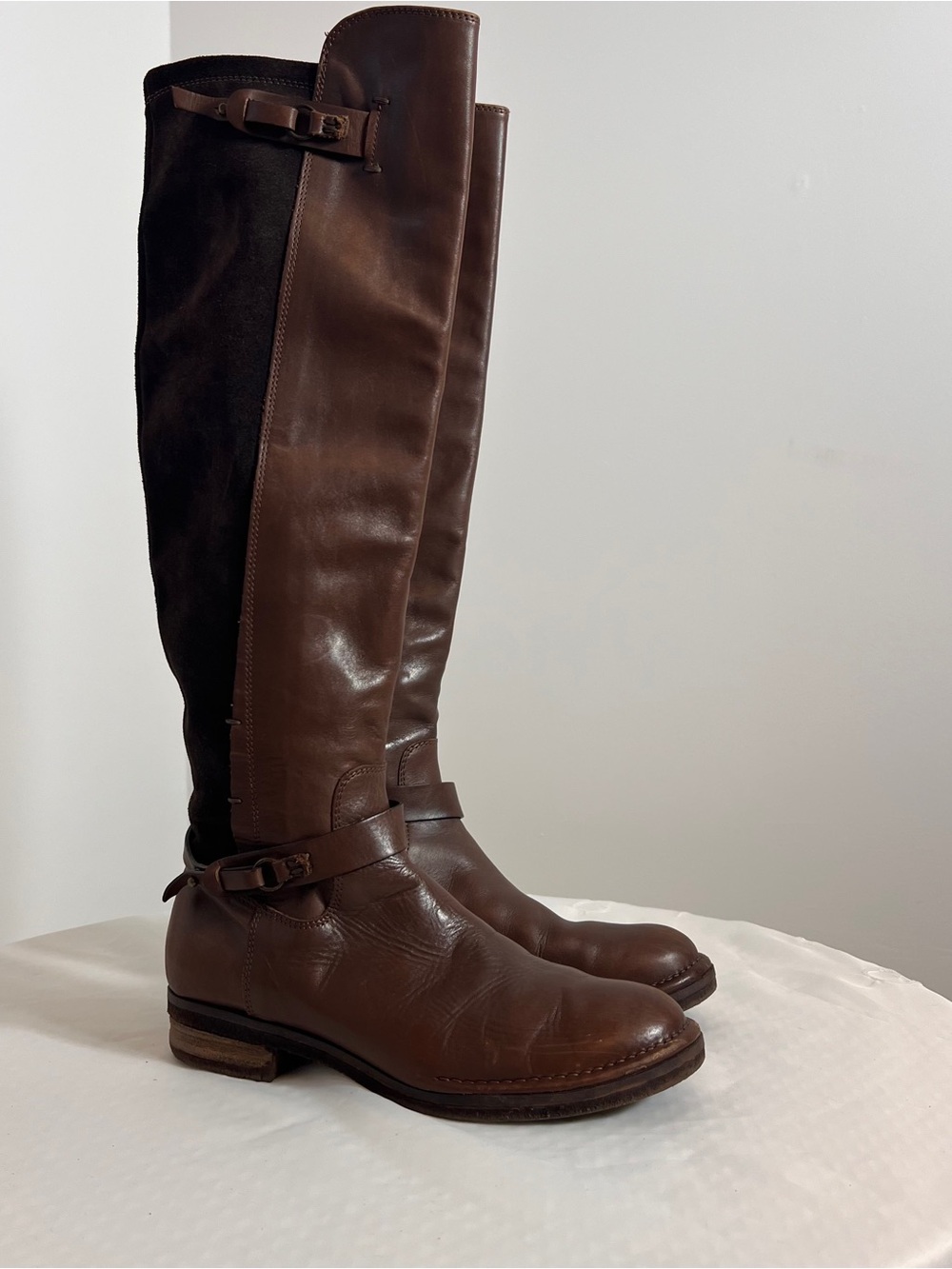 Alberto Fermani Women's Brown Leather Knee-High Riding Boots